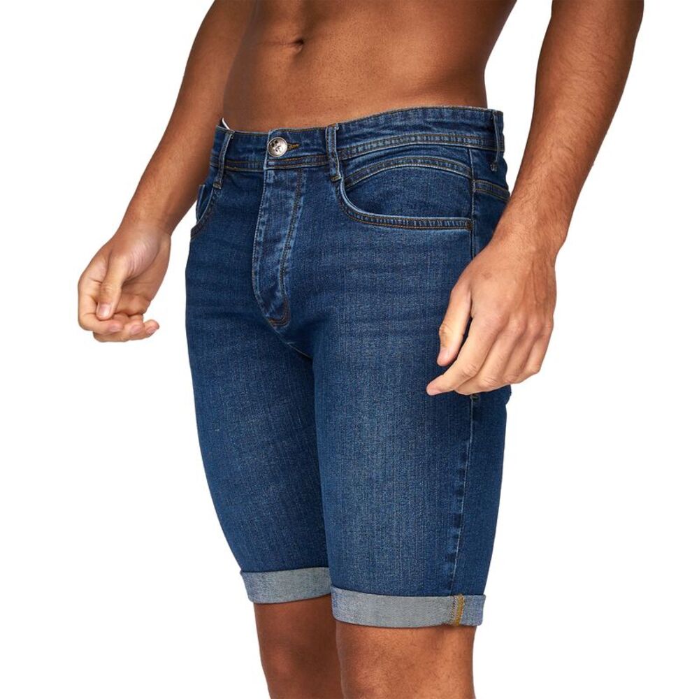 Crosshatch Mens Tadcaster Denim Shorts / Mid Wash